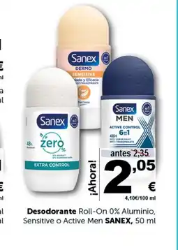 Masymas SANEX Desodorante Roll-On 0% Aluminio, Sensitive o Active Men oferta