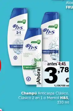 Masymas H&S Champú Anticaspa Clásico, Clásico 2 en 1 o Mentol oferta