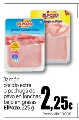 Unide Supermercados ELPOZO Jamón cocido extra o pechuga de pavo en lonchas bajo en grasas oferta