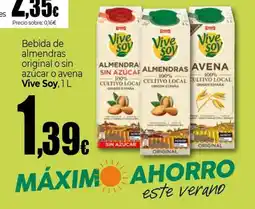 Unide Supermercados VIVE SOY Bebida de almendras original o sin azúcar o avena oferta
