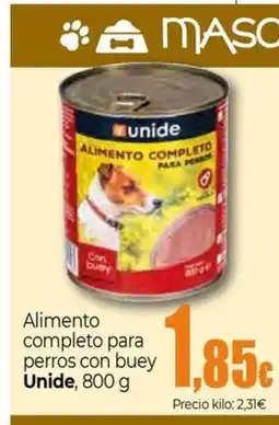 Unide Supermercados UNIDE Alimento completo para perros con buey oferta