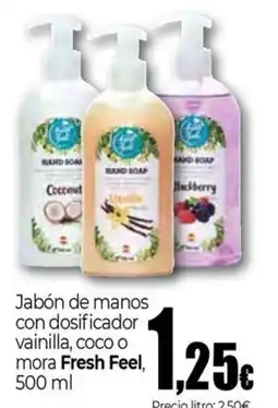 Unide Supermercados FRESH FEEL Jabón de manos con dosificador vainilla, coco o mora oferta