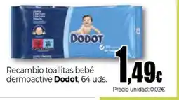 Unide Supermercados DODOT Recambio toallitas bebé dermoactive oferta