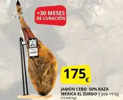 Supermercados MAS Jamón cebo 50% raza ibérica el zurd oferta