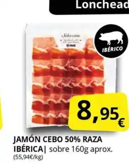 Supermercados MAS Jamón cebo 50% raza ibérica oferta