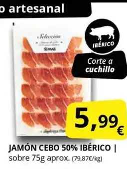 Supermercados MAS Jamón cebo 50% ibérico oferta