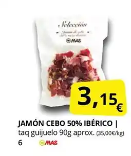 Supermercados MAS Jamón cebo 50% ibérico oferta