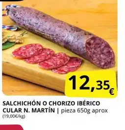 Supermercados MAS Salchichón o chorizo ibérico cular n. martín oferta