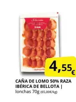Supermercados MAS Caña de lomo 50% raza ibérica de bellota oferta