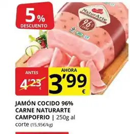 Supermercados MAS CAMPOFRIO Jamón cocido 96% carne naturarte oferta