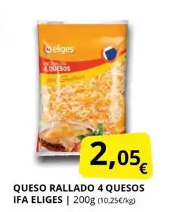 Supermercados MAS IFA ELIGES Queso rallado 4 quesos oferta