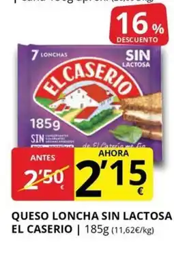 Supermercados MAS EL CASERIO Queso loncha sin lactosa oferta