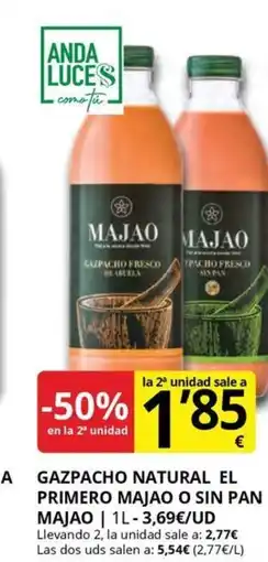 Supermercados MAS Gazpacho natural el primero majao o sin pan majao oferta