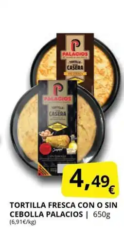 Supermercados MAS Tortilla fresca con o sin cebolla palacios oferta