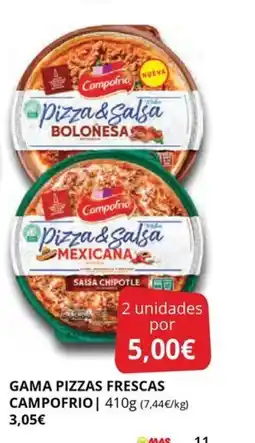 Supermercados MAS CAMPOFRIOGama pizzas frescas oferta