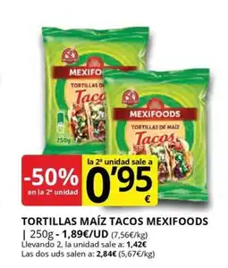 Supermercados MAS MEXIFOODS Tortillas maíz tacos oferta