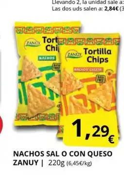 Supermercados MAS Nachos sal o con queso zanuy oferta