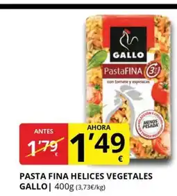 Supermercados MAS GALLO Pasta fina helices vegetales oferta