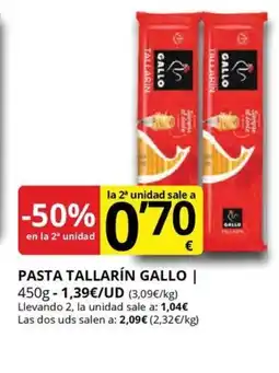 Supermercados MAS GALLO Pasta tallarín oferta