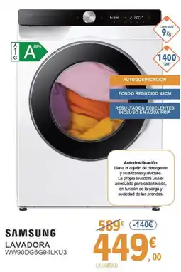 E.Leclerc SAMSUNG Lavadora ww90dg6g94lku3 oferta