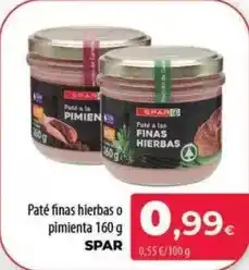 Spar La Palma Spar - paté finas hierbas o pimienta oferta