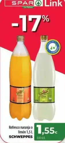 Spar La Palma Schweppes - refresco naranja o limón oferta