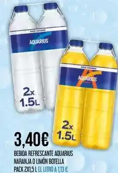 Aquarius - bebida refrescante naranja o limon botella