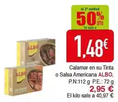 Masymas Albo - calamar en su tinta o salsa americana oferta