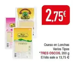 Masymas Tres - queso en lonchas varios tipos oferta
