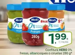 Supermercados Dani HERO Confitura 0% fresas, albaricoques o ciruelas oferta