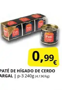 Supermercados MAS ARGAL Paté de hígado de cerdo oferta