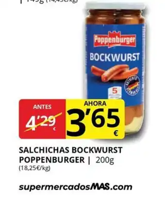 Supermercados MAS POPPENBURGER Salchichas bockwurst oferta