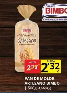 Supermercados MAS BIMBO Pan de molde artesano oferta