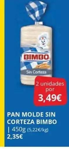 Supermercados MAS BIMBO Pan molde sin corteza oferta