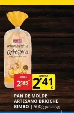 Supermercados MAS BIMBO Pan de molde artesano brioche oferta