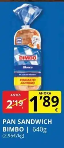 Supermercados MAS BIMBO Pan sandwich oferta