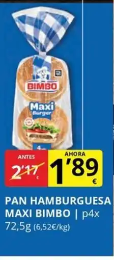 Supermercados MAS BIMBO Pan hamburguesa maxi oferta