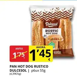 Supermercados MAS DULCESOL Pan hot dog rustico oferta