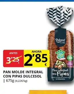 Supermercados MAS DULCESOL Pan molde integral con pipas oferta