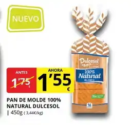 Supermercados MAS DULCESOL Pan de molde 100% natural oferta