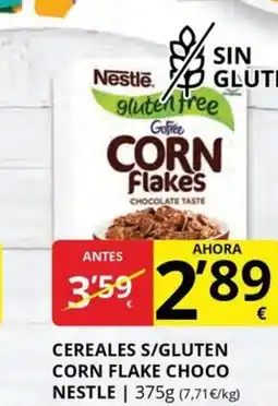 Supermercados MAS NESTLE Cereales s/gluten corn flake choco oferta