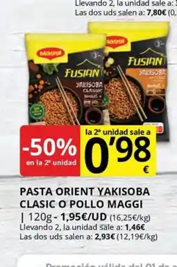 Supermercados MAS MAGGI Pasta orient yakisoba clasic o pollo oferta