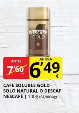 Supermercados MAS NESCAFÉ Café soluble gold solo natural o descaf oferta