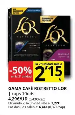 Supermercados MAS LOR Gama café ristretto oferta