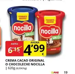 Supermercados MAS NOCILLA Crema cacao original o chocoleche oferta