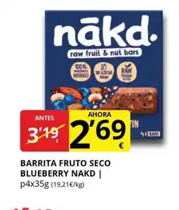 Supermercados MAS NAKD Barrita fruto seco blueberry oferta