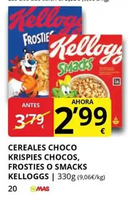 Supermercados MAS KELLOGGS Cereales choco krispies chocos frosties o smacks oferta