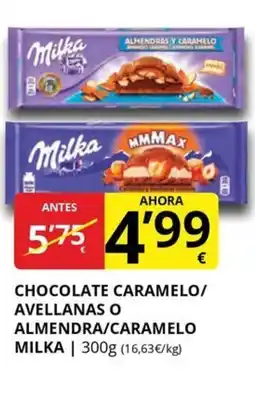 Supermercados MAS MILKA Chocolate caramelo/ avellanas o almendra caramelo oferta
