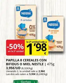 Supermercados MAS NESTLE Papilla 8 cereales con bifidus o miel oferta