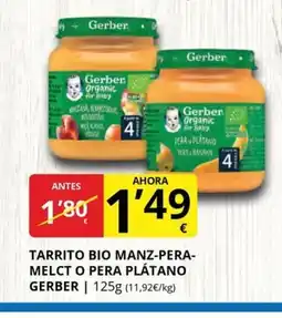 Supermercados MAS GERBER Tarrito bio manz-pera- melct o pera plátano oferta